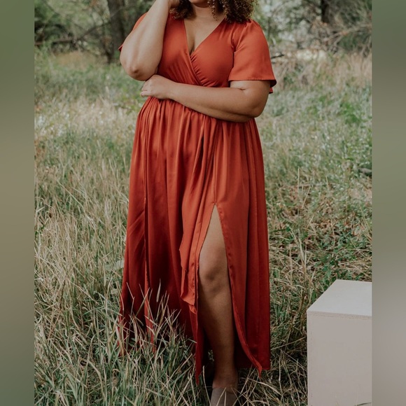 Baltic Born Sicily Satin Maxi Dress in Rust - Picture 2 of 4